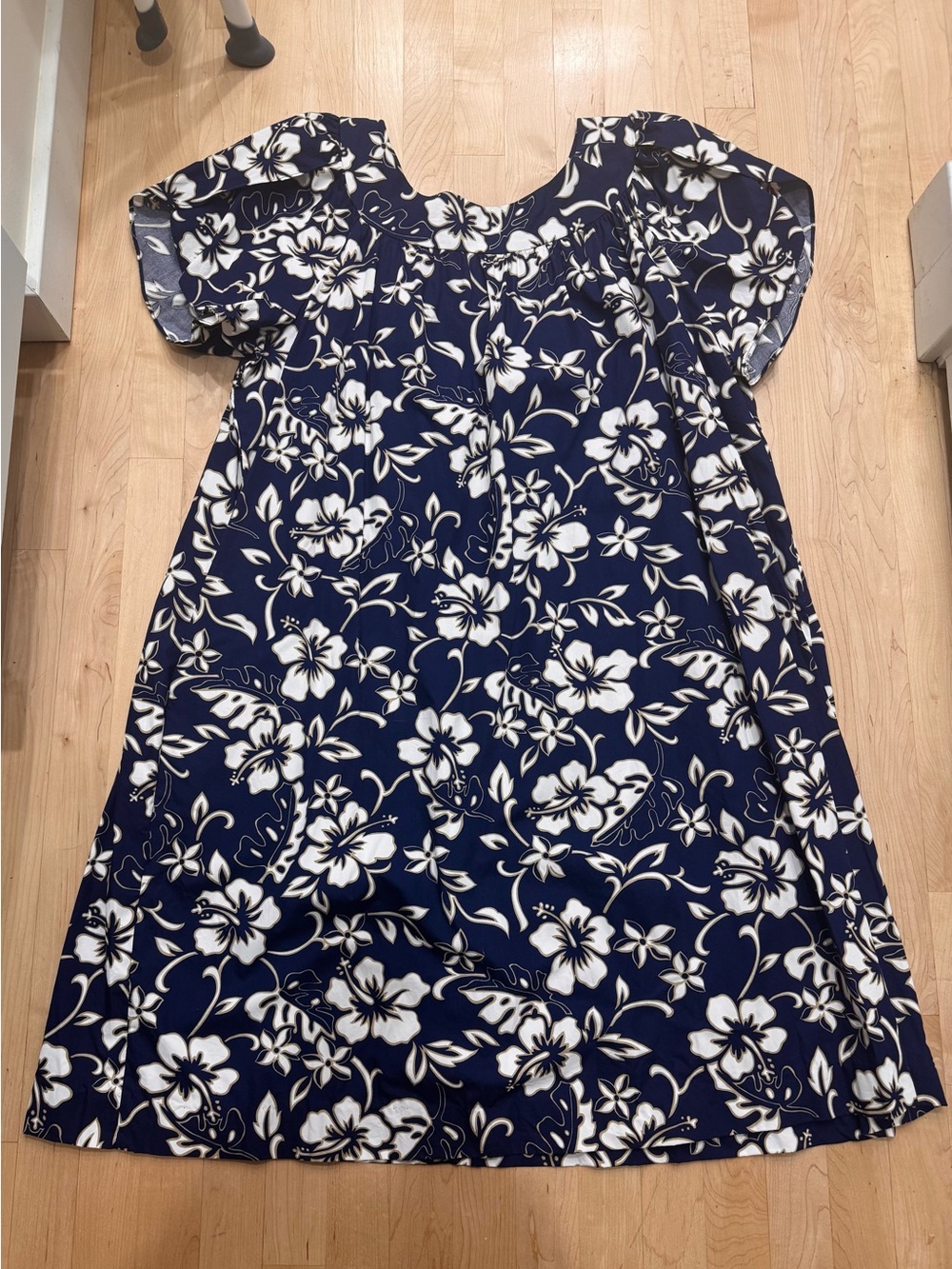 Aloha Hawaiian Dress Muumuu Blue White Hibiscus 🌺 Hilo Hattie
